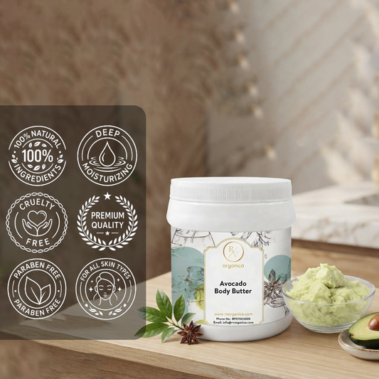 RV Organica Avocado Body Butter with avocado ingredients for deep moisturizing and smooth skin nourishment - second image