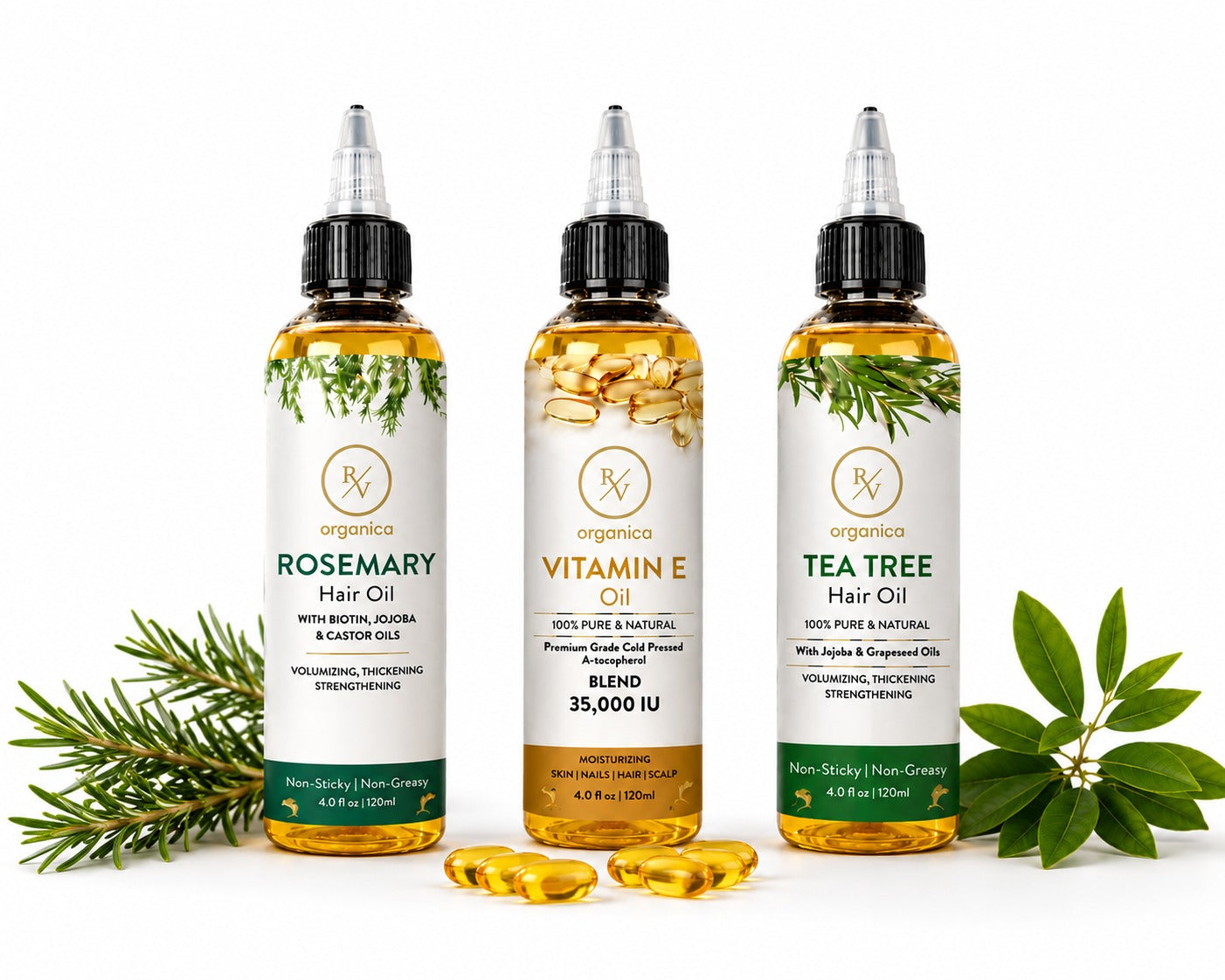 Rosemary Oil | Vitamin E Oil | Tea Tree Oil – Hair Care Combo Pack