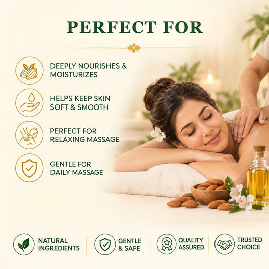 Almond massage oil perfect for relaxing daily massage - deeply nourishes and moisturizes skin - second image