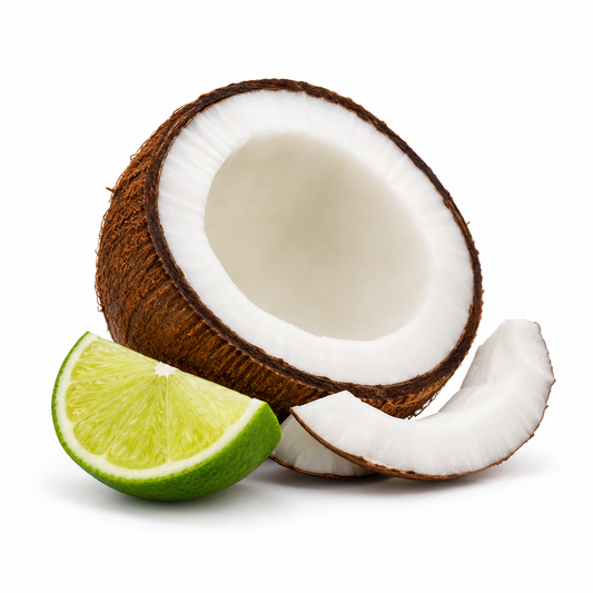 Coconut Lime Fragrance Oil with a tropical citrus and creamy aroma, blending fresh coconut and zesty lime notes for a refreshing, uplifting, and long-lasting scent ideal for candles, soaps, perfumes, and personal care products. - second image