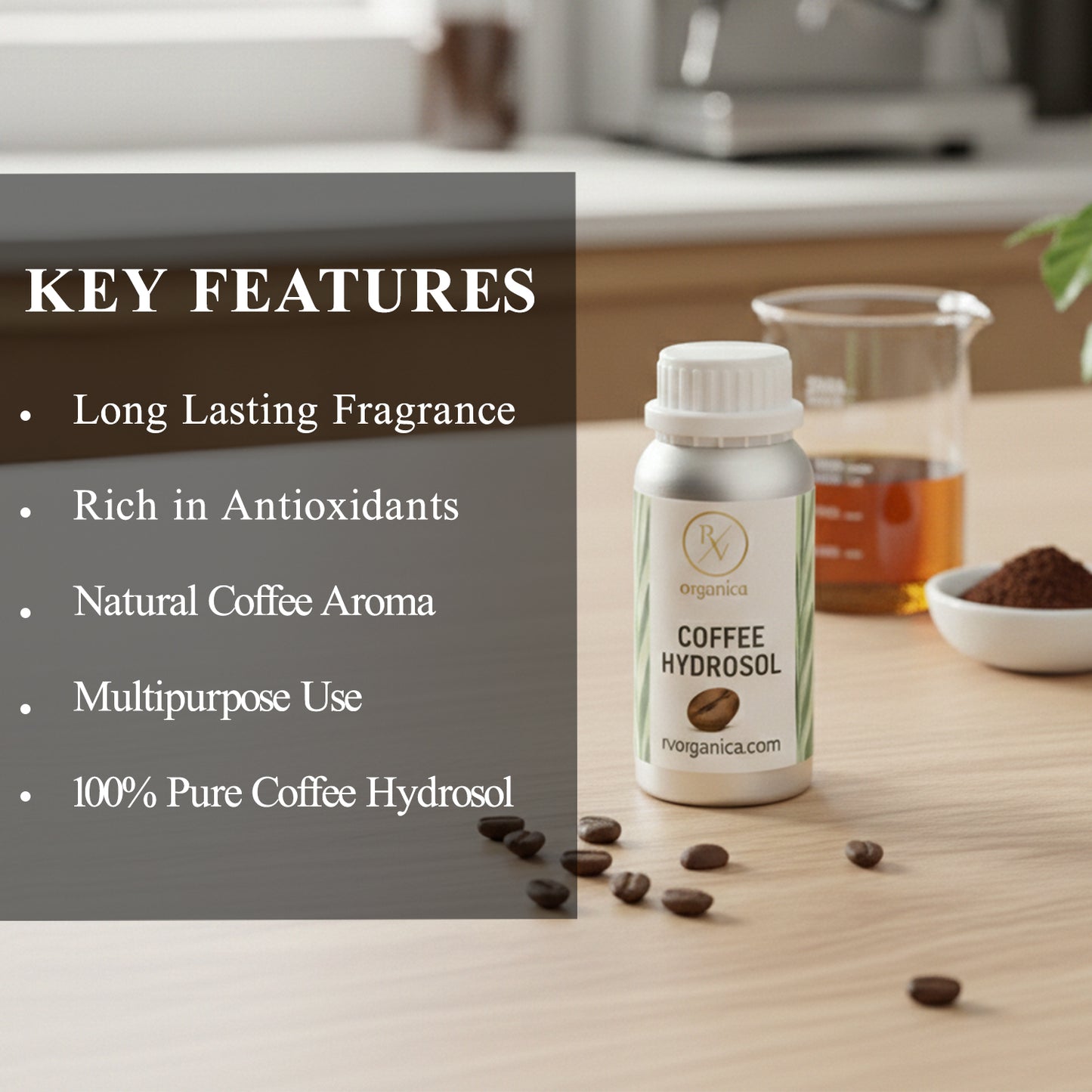 Coffee Hydrosol 100% pure natural coffee floral water – lightweight, aromatic and multipurpose skincare mist
