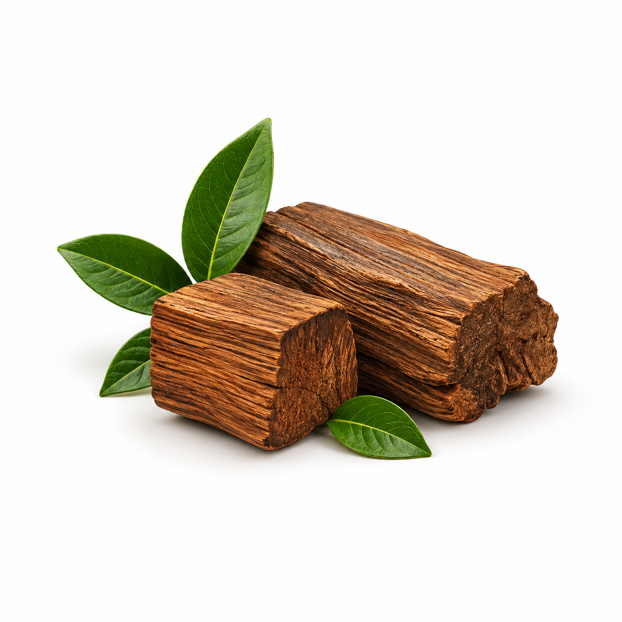 Natural guaiacwood pieces with essential oil for rich woody aromatherapy and wellness product display
