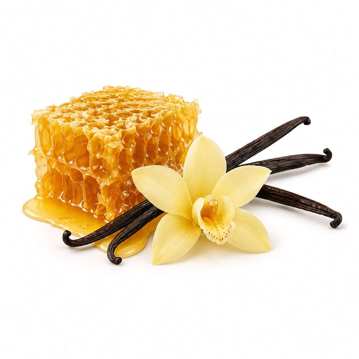 Honey Vanilla Fragrance Oil with a sweet gourmand aroma, blending rich honey and creamy vanilla notes for a warm, comforting, and long-lasting scent ideal for candles, soaps, perfumes, and personal care products.