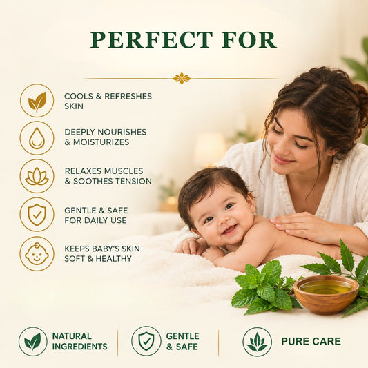 Peppermint neem massage oil perfect for relaxing daily massage - deeply nourishes and moisturizes skin - second image