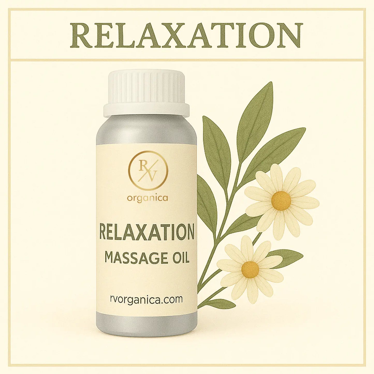 Relaxation massage oil with lavender and peppermint for stress relief and muscle relaxation