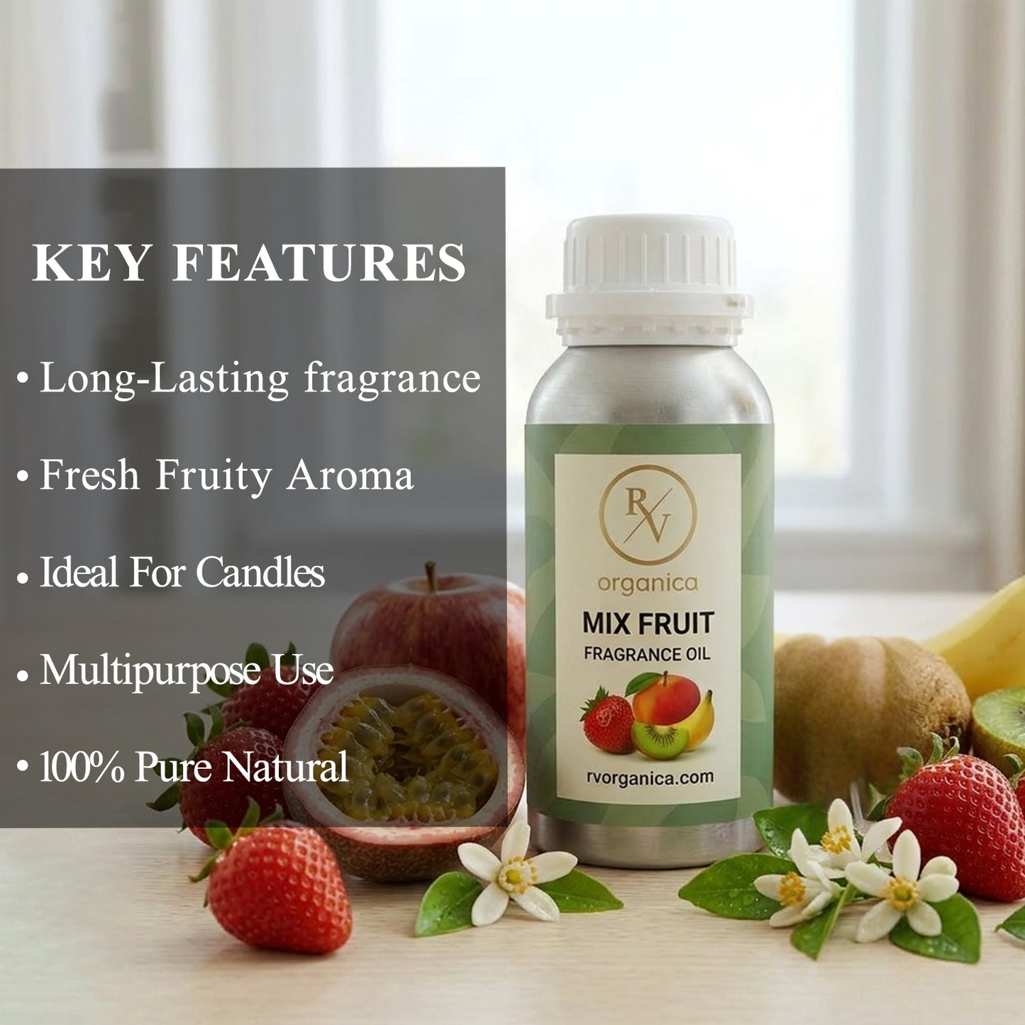 RV Organica mix fruit fragrance oil key features and benefits for perfume candle and soap making