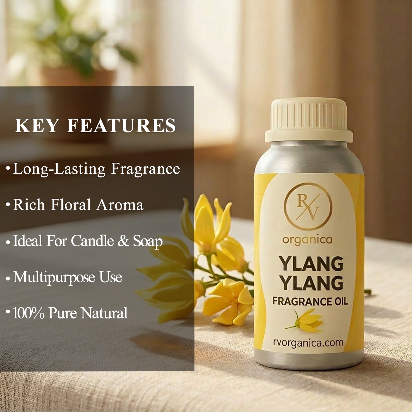 RV Organica ylang ylang fragrance oil key features and benefits for perfume candle and soap making