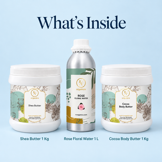Shea Butter 1kg, Rose Floral Water 1L and Cocoa Body Butter 1kg in winter gift set - second image