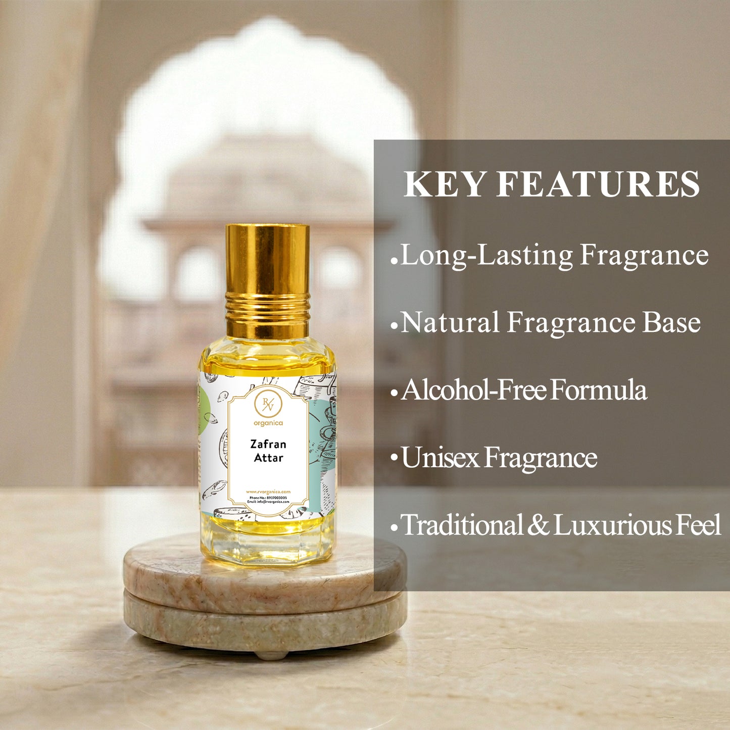 Zafran Attar key features long lasting warm saffron aroma alcohol free attar for men and women