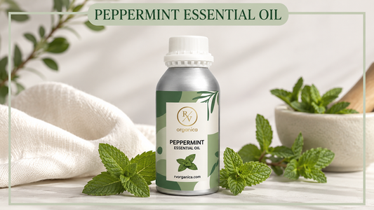 Peppermint essential oil 100ml by RV Organica - pure natural peppermint oil with fresh mint leaves