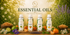 RV Organica essential oils collection — Lime, Tangerine, Petitgrain and Yellow Mandarin essential oils in aluminium bottles, pure natural therapeutic grade, manufactured in India