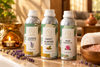 RV Organica lavender essential oil, sweet almond carrier oil and rose essential oil with brass oil burner and bath salt