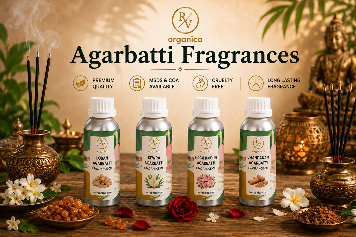 Agarbatti Fragrance Oil with a rich incense-inspired aroma, offering warm, spiritual, and long-lasting notes ideal for agarbatti, candles, soaps, perfumes, and home fragrance products.