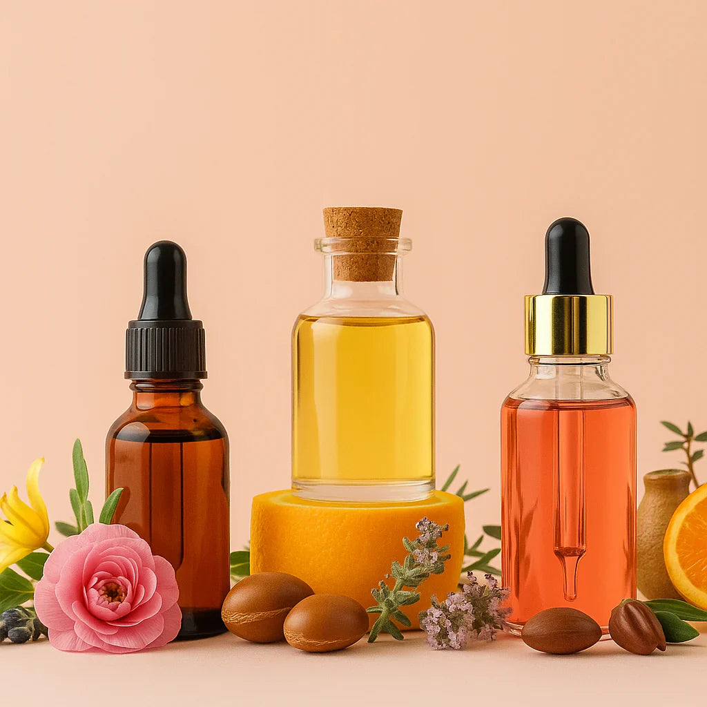 Pure and organic carrier oil for hair, skin, and massage—jojoba, argan, tea tree, and coconut oils from RV Organica