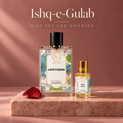 Ishq-e-Gulab couple gift set with Love Fusion perfume 100ml and Rose Attar