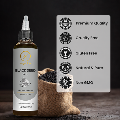 RV Organica Black Seed Oil 120ml with black seeds - premium quality, cruelty free, gluten free, natural and non GMO