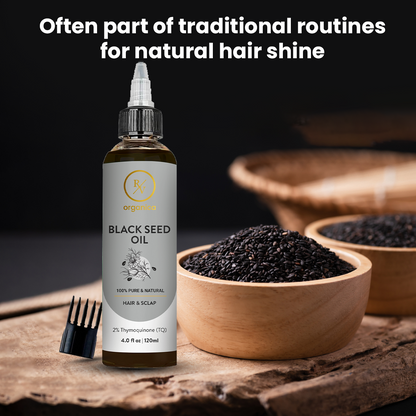 RV Organica Black Seed Oil 120ml with comb and black seeds - traditional oil for natural hair shine