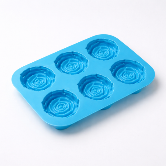 Blue rose shape silicone candle and soap mould for candle & soap making