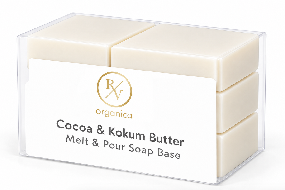 RV Organica cocoa and kokum butter melt and pour soap base for moisturizing and nourishing soap making
