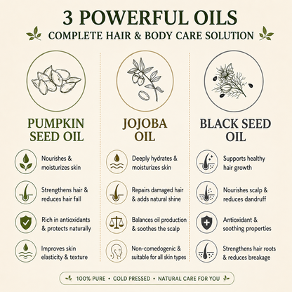 Pumpkin Seed + Black Seed + Jojoba | Scalp Health & Growth Combo