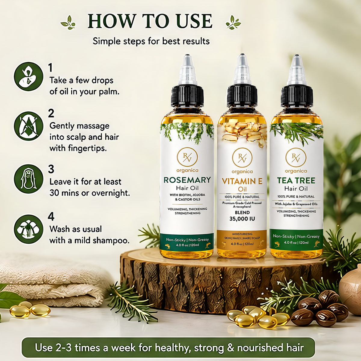 Rosemary + Vitamin E + Tea Tree — Hair Growth & Care Combo