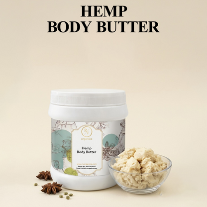 RV Organica Hemp Body Butter jar with creamy texture for daily skin nourishment and hydration