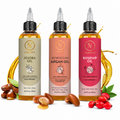 Jojoba, Moroccan Argan and Rosehip hair oil combo bottles by RV Organica for shine and frizz control