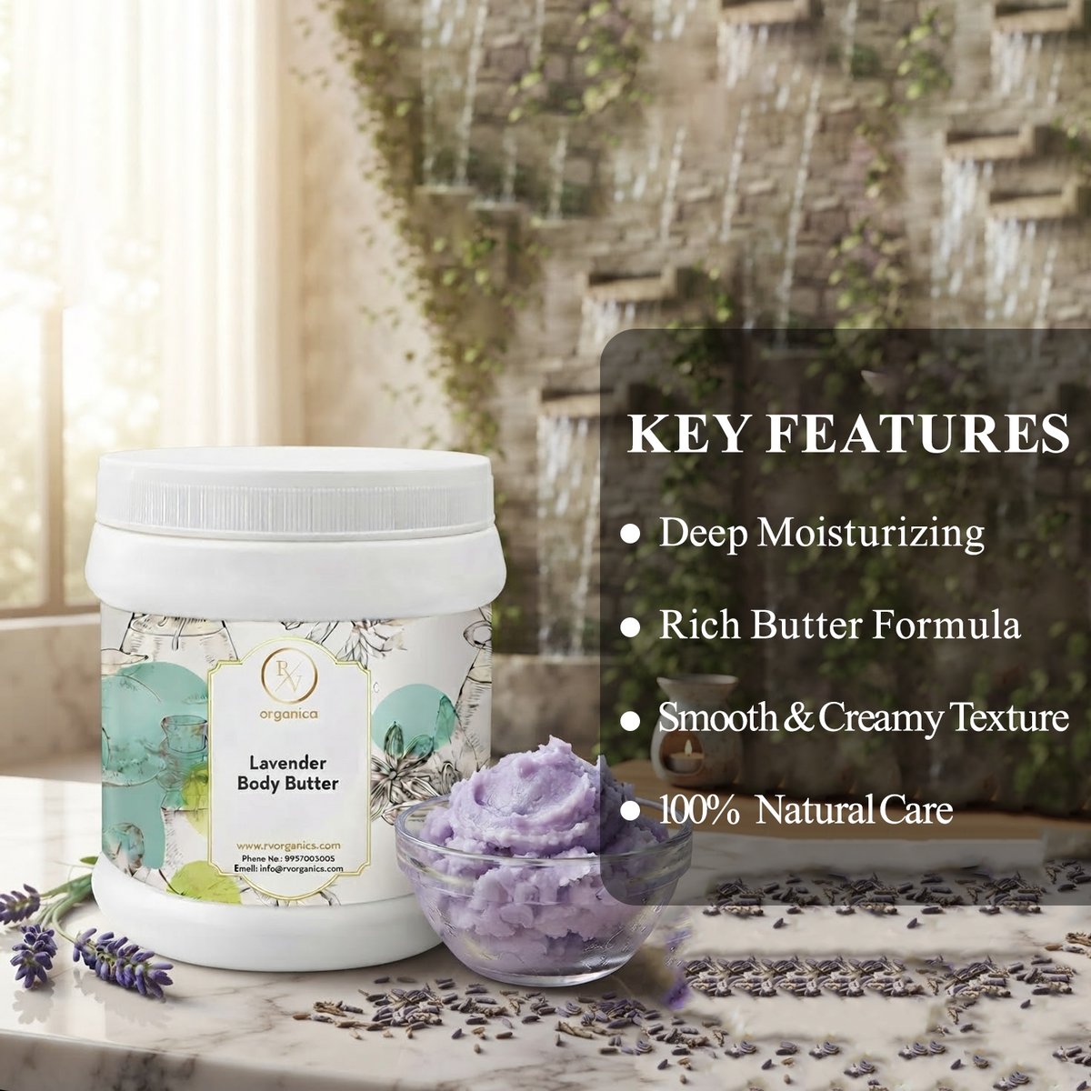 RV Organica Lavender Body Butter with natural ingredients and deep moisturizing benefits