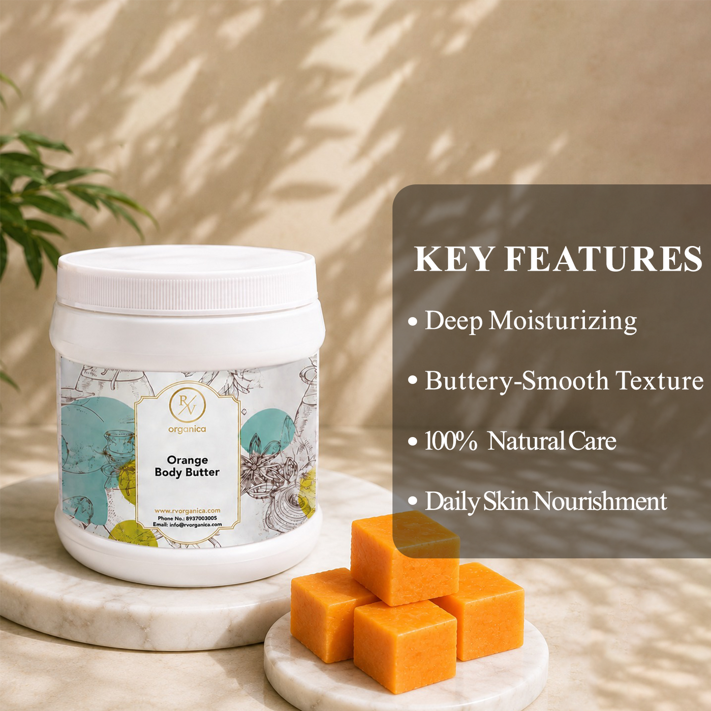 RV Organica Orange Body Butter for deep moisturizing and daily skin nourishment