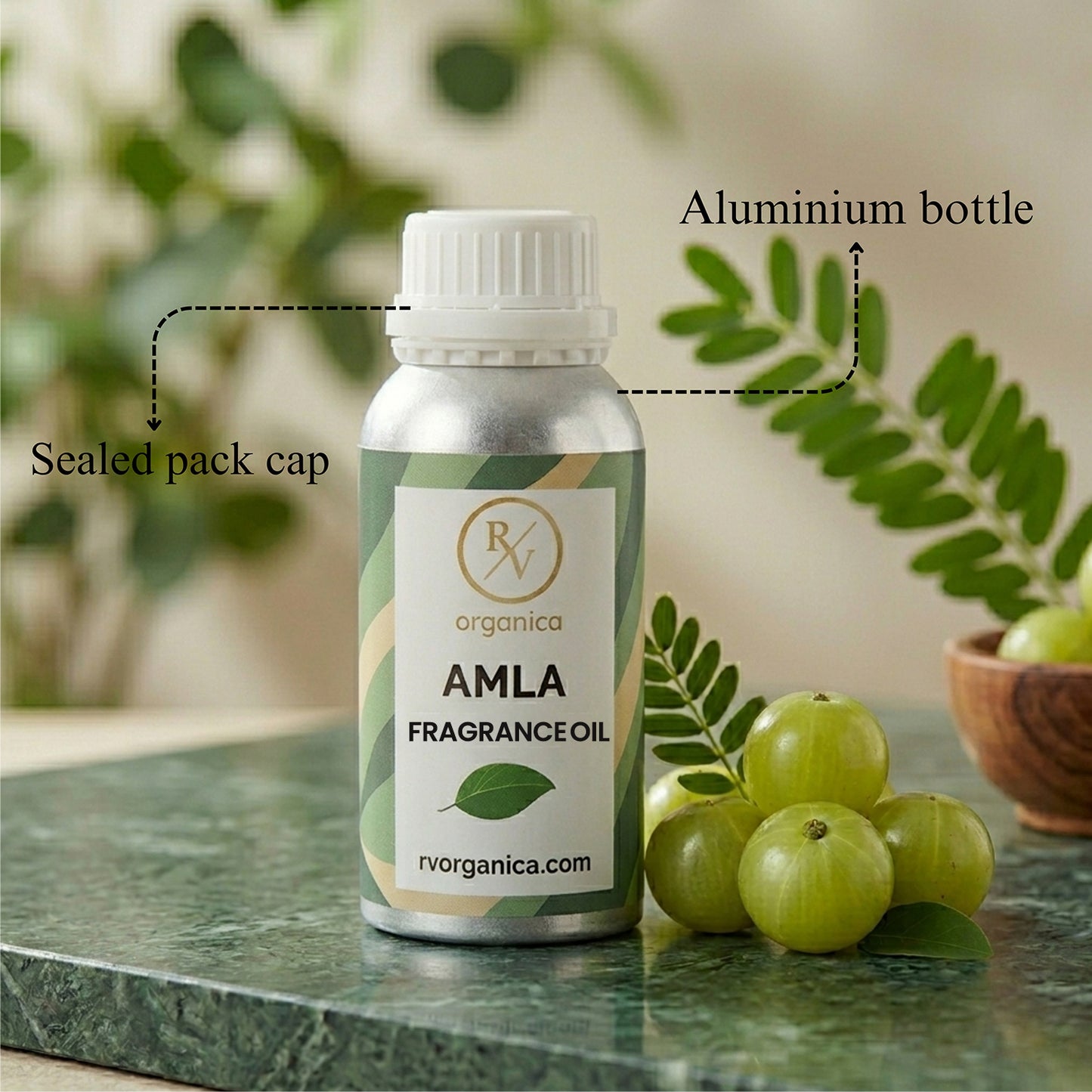 rv-organica-amla-fragrance-oil-sealed-aluminium-bottle-packaging