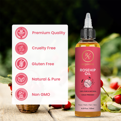 RV Organica Rosehip Oil 120ml - premium quality, cruelty free, gluten free, natural and non GMO