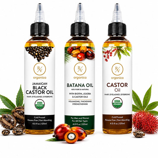 Jamaican Black Castor Oil + Batana Oil + Castor Oil — Hair Repair & Thickening Combo