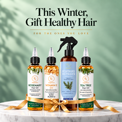 Hair oil gift set tied with gold ribbon as a gift set