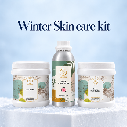 Winter skin care gift set with Shea Butter, Cocoa Body Butter and Rose Floral Water