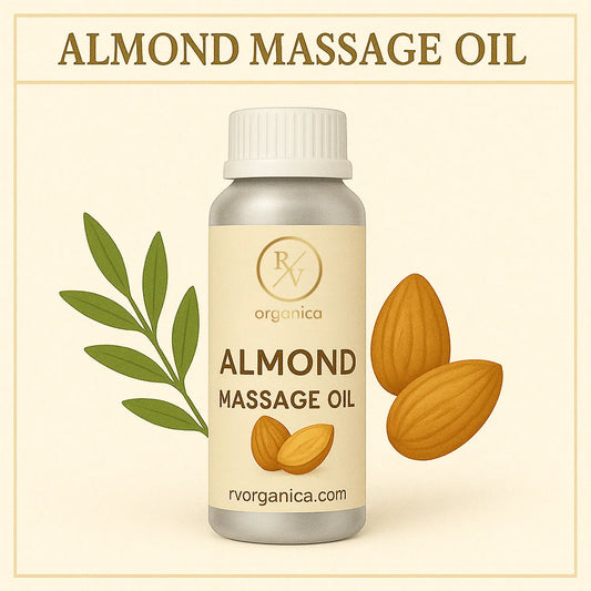 Almond massage oil for body relaxation and muscle relief from RV Organica