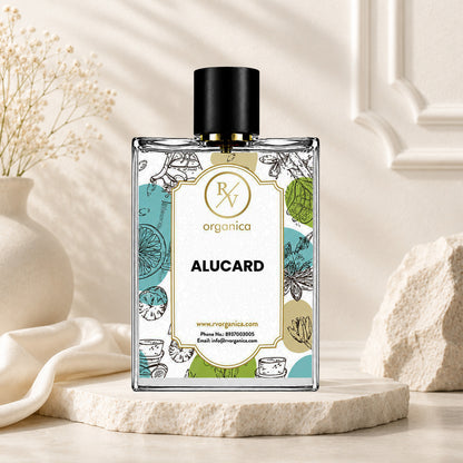 Luxury lifestyle image of RV Organica Alucard Inspired Fragrance perfume displayed in an elegant premium setting.