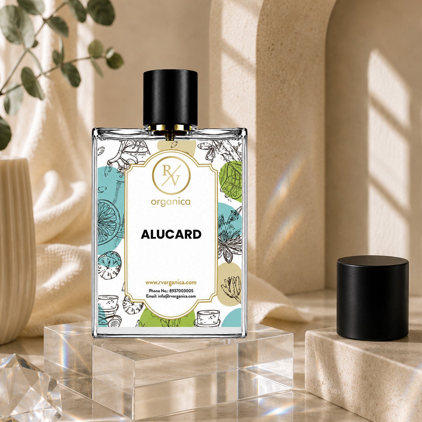 Alucard Inspired Fragrance by RV Organica premium perfume bottle with luxury glass design and removable cap.