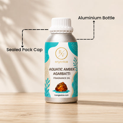 Sealed aluminium bottle of Aquatic Amber Agarbatti Fragrance Oil, ensuring purity, freshness, leak-proof packaging, and premium fragrance quality for bulk and personal use.