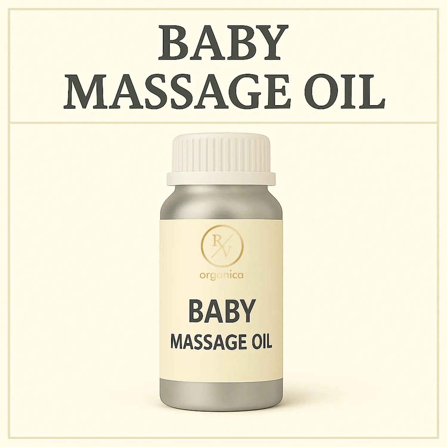 Natural baby massage oil bottle with nourishing formula for bones and skin