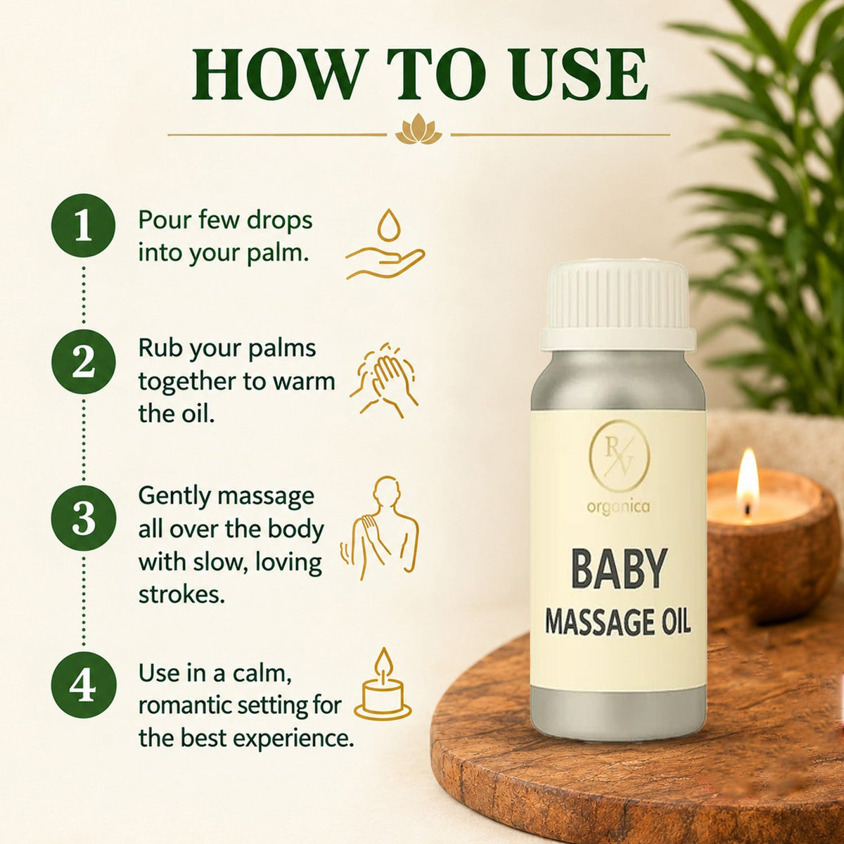 How to use baby massage oil - step by step guide for warming and applying oil