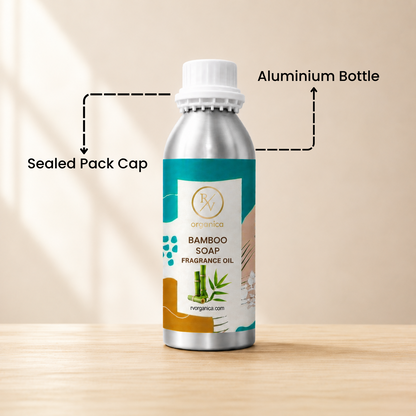 Sealed aluminium bottle of Bamboo Soap Fragrance Oil with secure packaging, helping maintain freshness and premium fragrance quality.