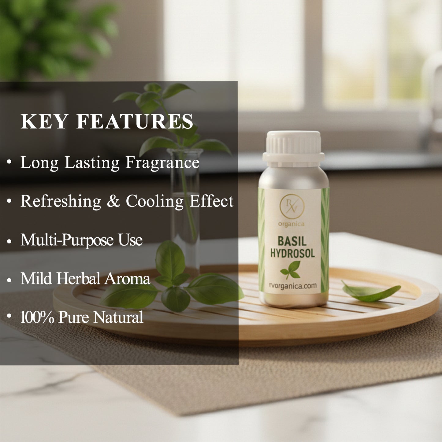 Basil Hydrosol 100% pure natural herbal water – refreshing and multi-purpose skincare mist