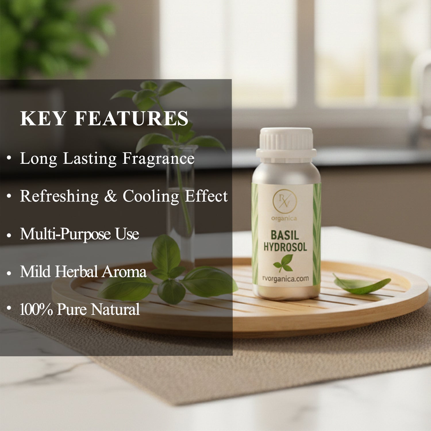 Basil Hydrosol 100% pure natural herbal water – refreshing and multi-purpose skincare mist