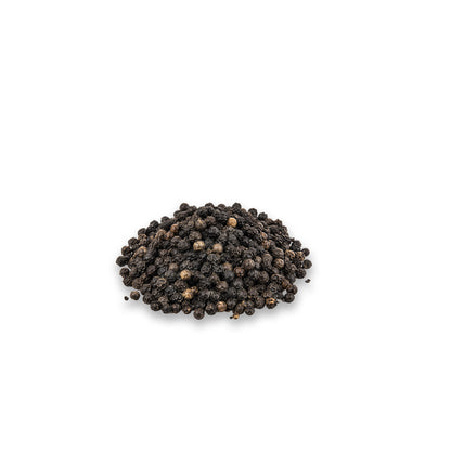 Premium black pepper spices isolated on white background
