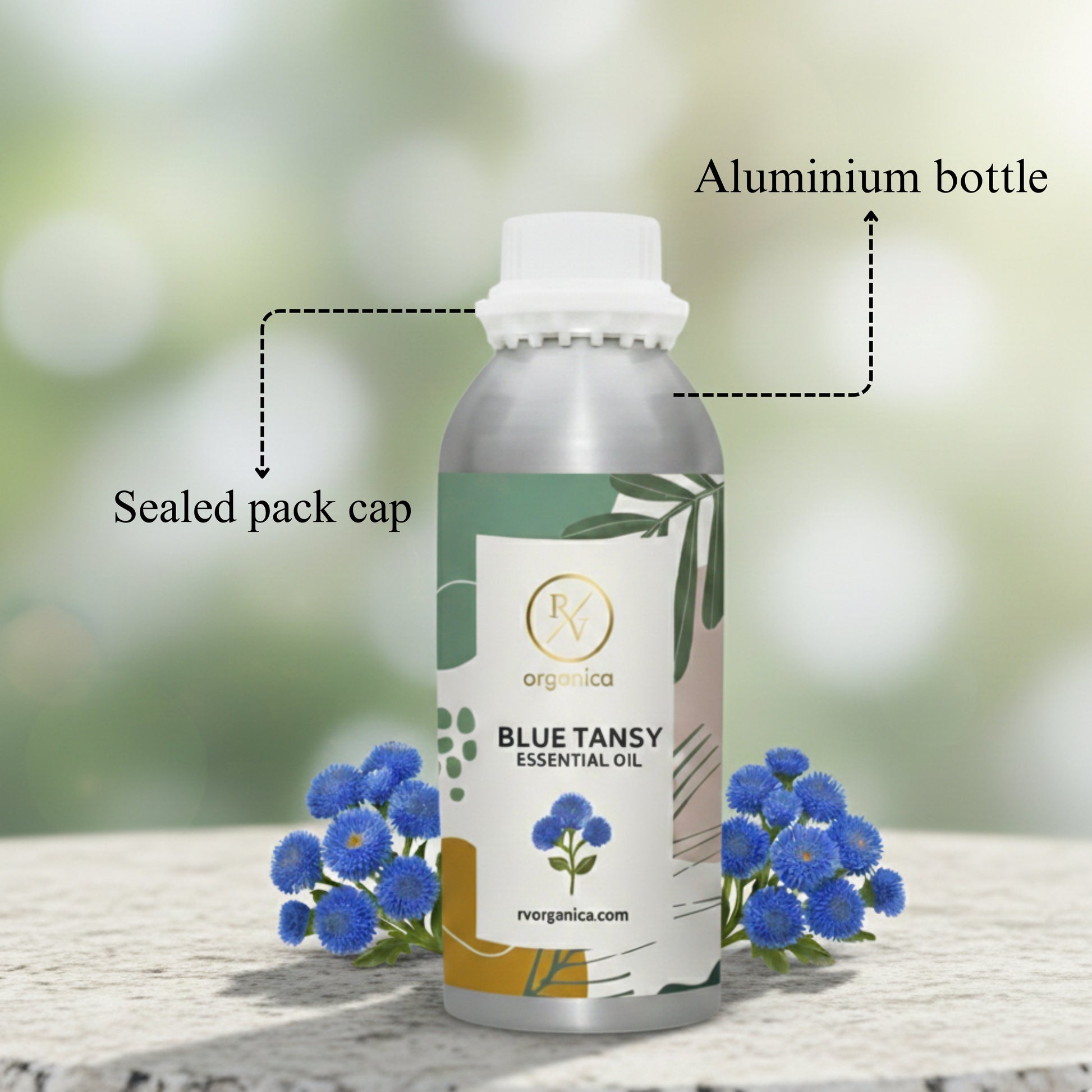 Blue Tansy Essential Oil sealed packed aluminium bottle with secure cap packaging