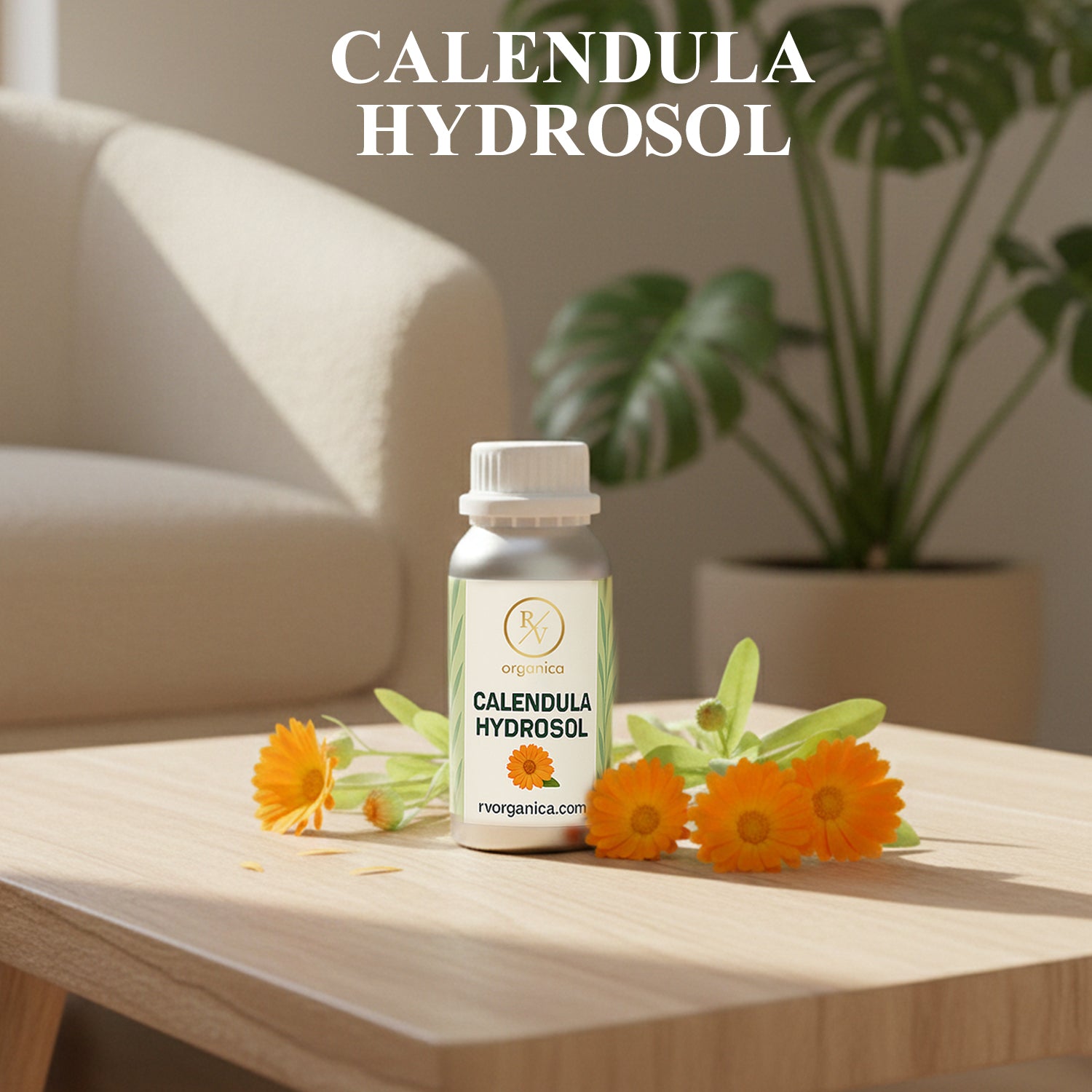 Calendula Hydrosol natural floral water in premium aluminium bottle – gentle herbal face mist for daily skincare