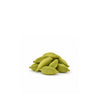 Fresh green cardamom pods isolated on white background for natural essential oil and aromatherapy product display