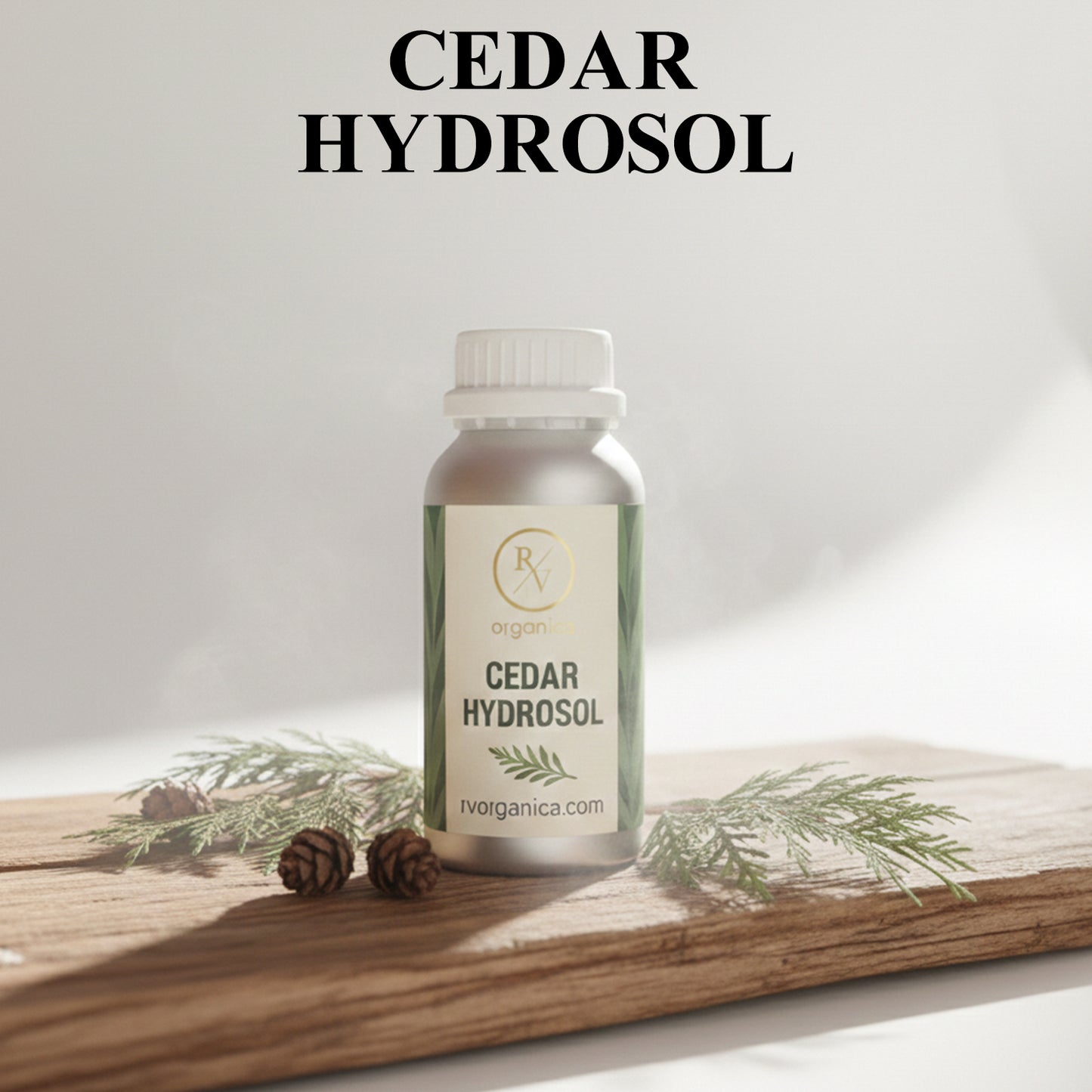 Cedar Hydrosol natural floral water in premium aluminium bottle – refreshing herbal mist for skin and scalp