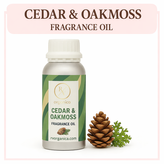 Premium Cedar & Oakmoss Fragrance Oil with deep woody and mossy aroma for candles and soaps