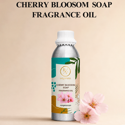 Cherry Blossom Soap Fragrance Oil with a delicate, fresh, and sweet floral aroma, offering an elegant and long-lasting fragrance ideal for soaps, body care products, candles, and home fragrance applications.